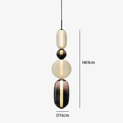 Designer Candy Glass Totem Pendant Light in Bold Colors for Dining Room