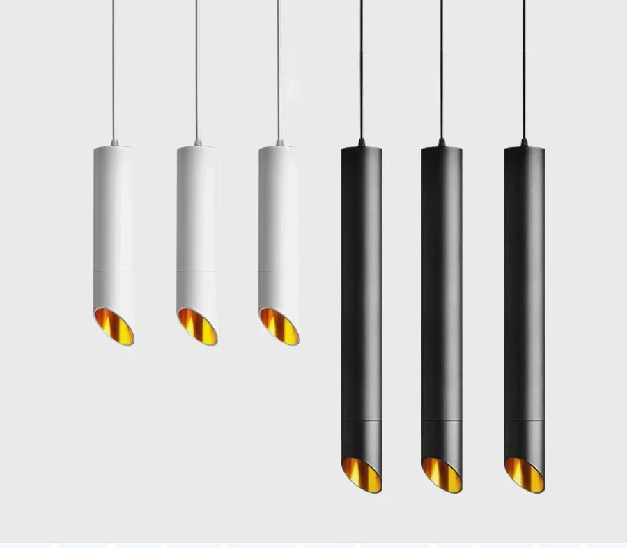 Modern Dimmable LED Spotlight Tube Pendant in Black and White for Kitchen Island