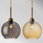 Modern Swirl Glass Pendant Light in Smoked Gray and Amber for Kitchen Island