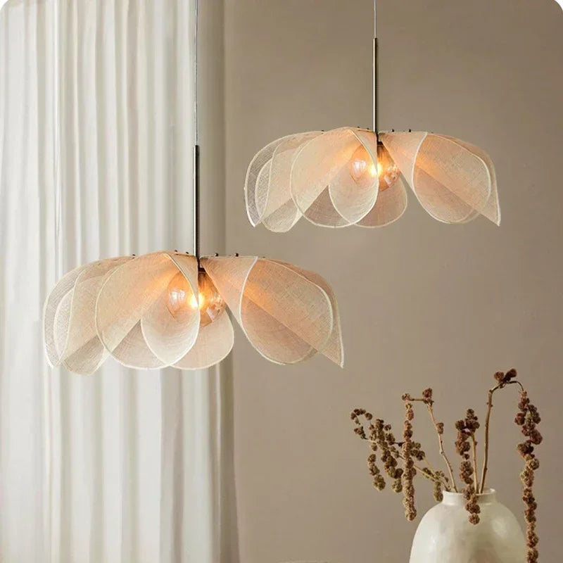 Wabi Sabi Fabric Pendant Light for Living Room