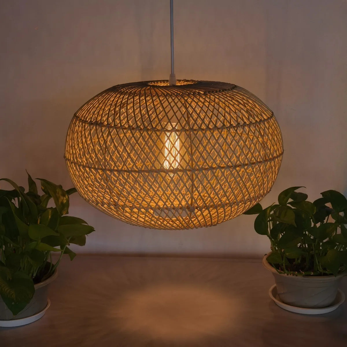 Bohemian Bamboo Rattan Pendant Light for Dining