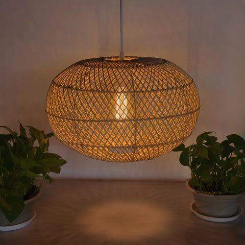 Lámpara colgante bohemia de ratán de bambú para comedor