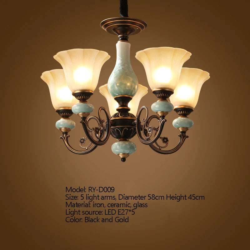 Iron Ceramic Glass Chandelier - Dining Room Lighting