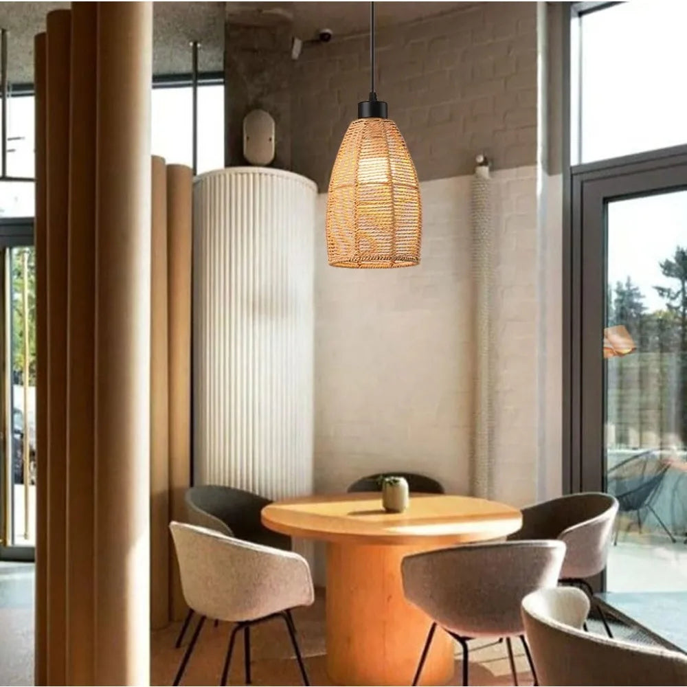 Bohemian Rattan Pendant Light for Dining Room