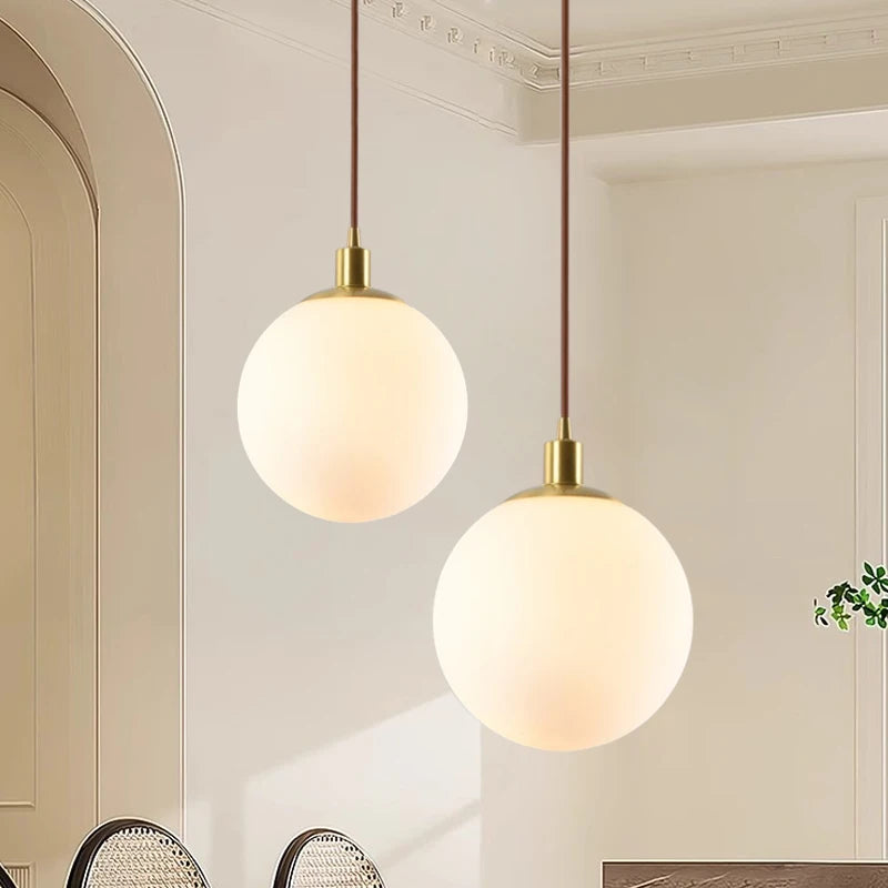 Nordic Brass Glass Pendant Light for Dining Room