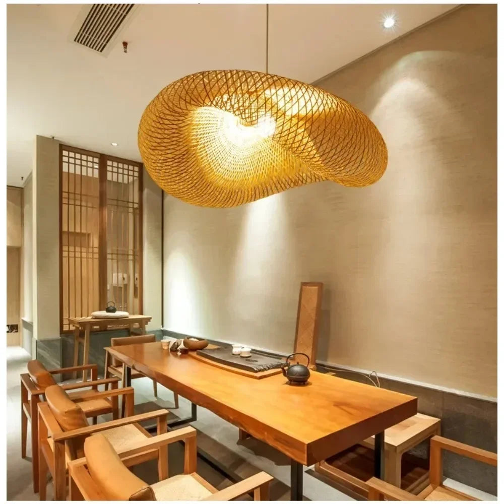 Nordic Rattan Woven Pendant Lamp for Dining Room