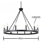 American wrought iron circular pendant light, candle pendant light, retro circular dining room light, living room pendant light