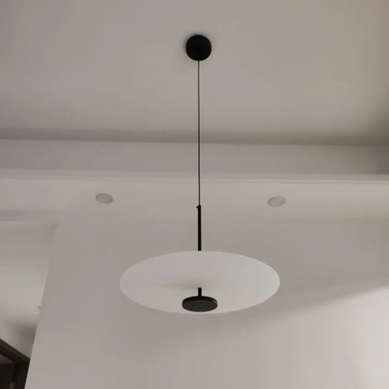 Minimalist Black Metal Disc Pendant Light for Dining