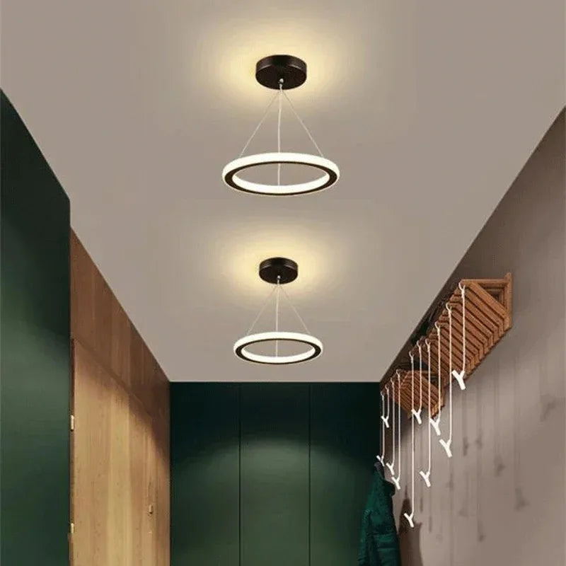 Nordic Iron Pendant Light with LED Ring Design