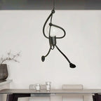 Playful Iron Climbing Man Pendant Light in Black for Kids Room