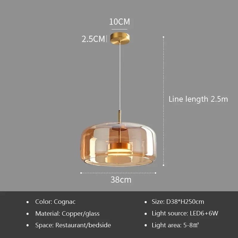 Nordic Glass Pendant Light with Brass Accent