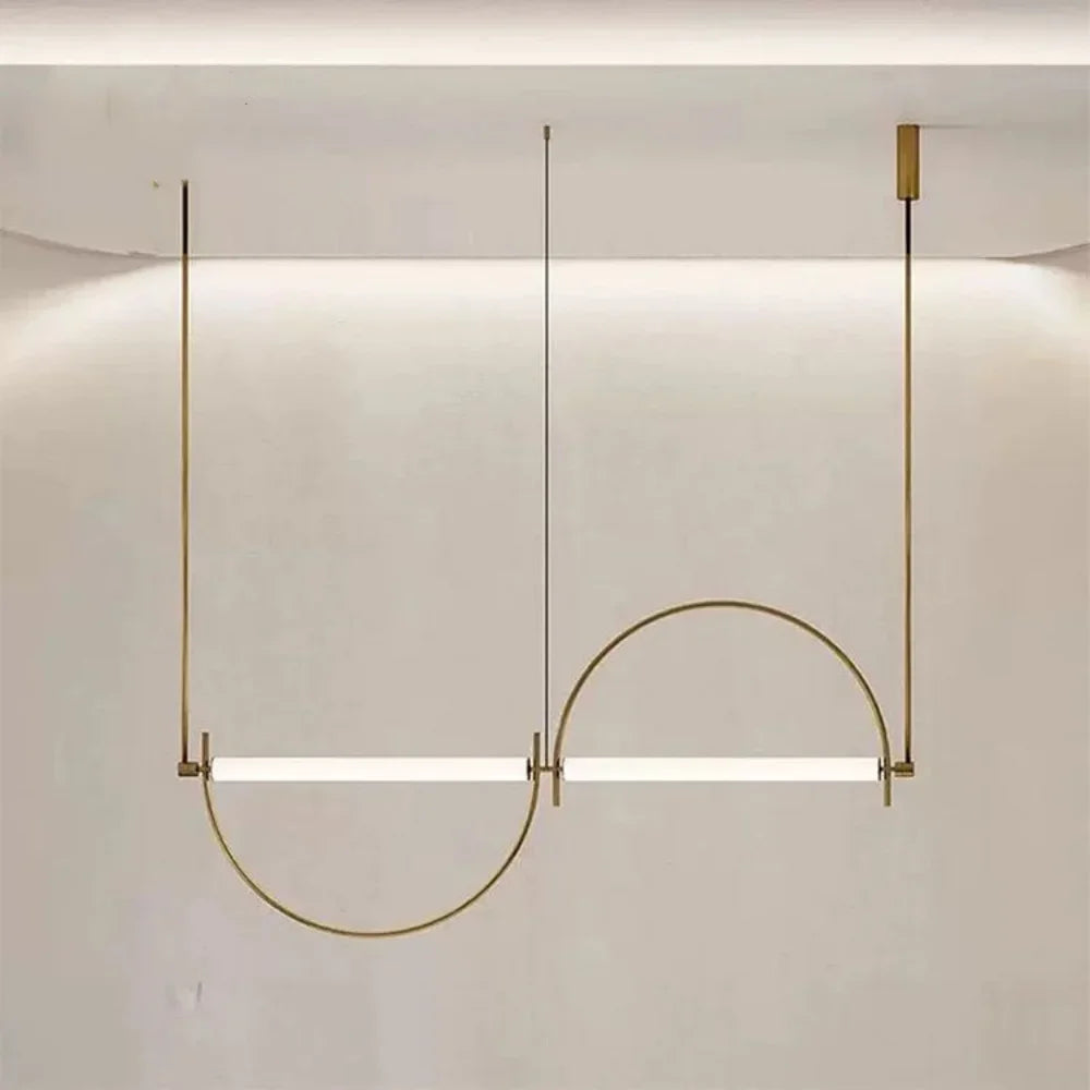 Lámpara Colgante Minimalista de Arco de Hierro para Sala de Estar