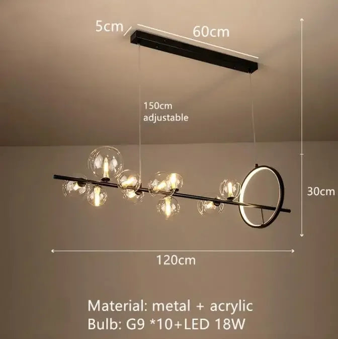 Nordic Round Glass Pendant Light Iron Frame