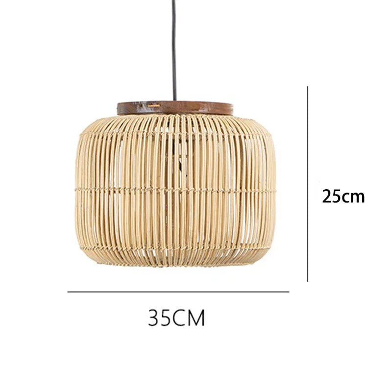 Vintage Bamboo Pendant Ceiling Light with Crystal Accents