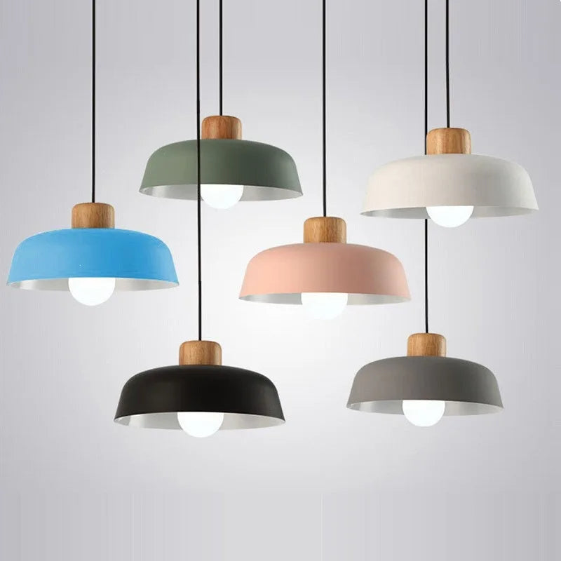 Nordic Wood Metal Pendant Light for Dining Room