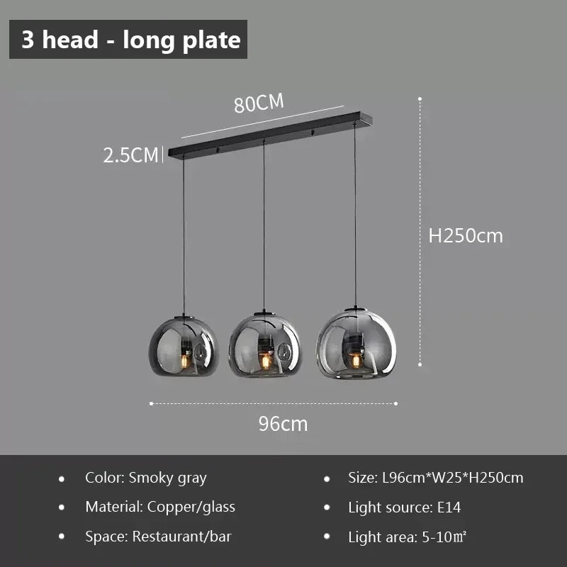 Nordic Glass Pendant Light with Iron Finish