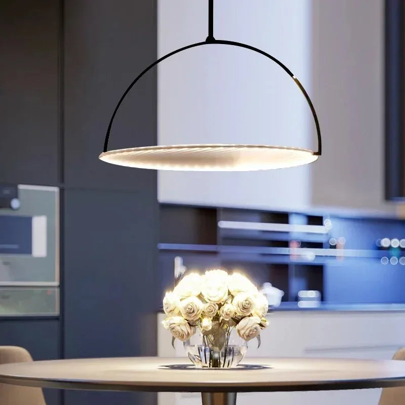Nordic Iron Pendant Light with Fabric Shade