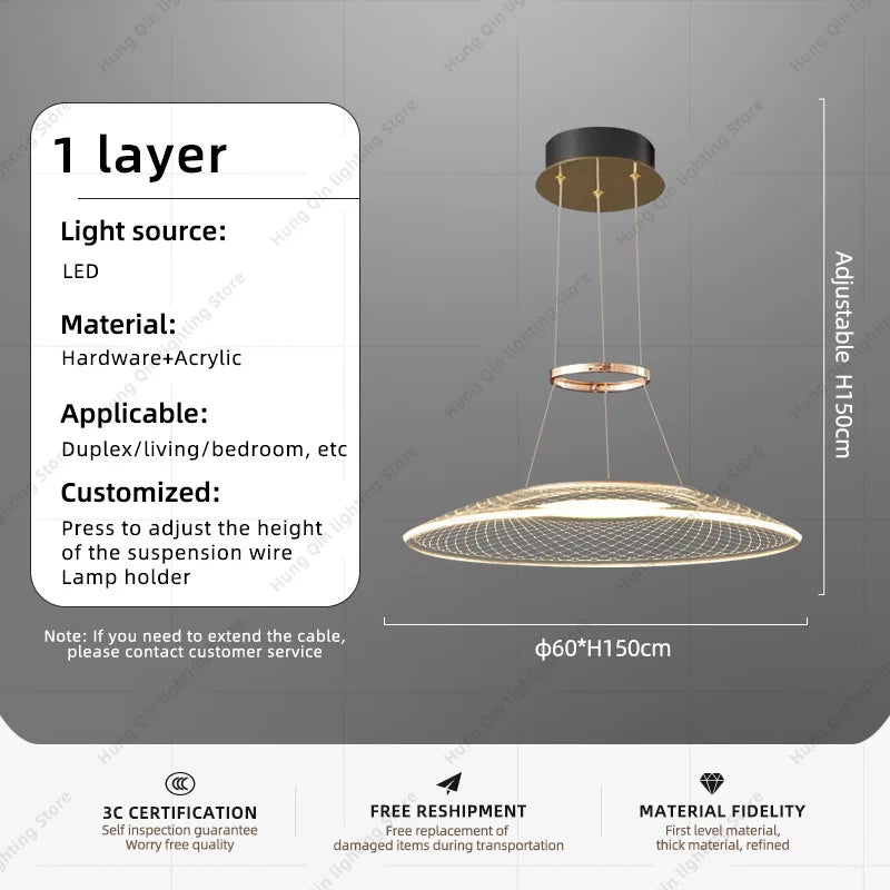Lámpara colgante LED de aluminio nórdico para sala de estar