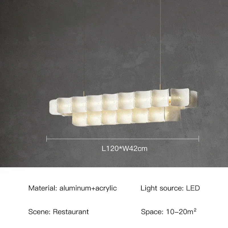 Wabi Sabi Textured Panel Ring Chandelier in Cream White for Living Room