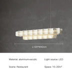 Wabi Sabi Textured Panel Ring Chandelier in Cream White for Living Room