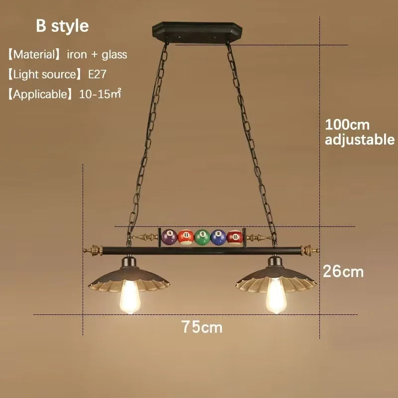 Lámpara colgante de hierro negro industrial con 3 luces
