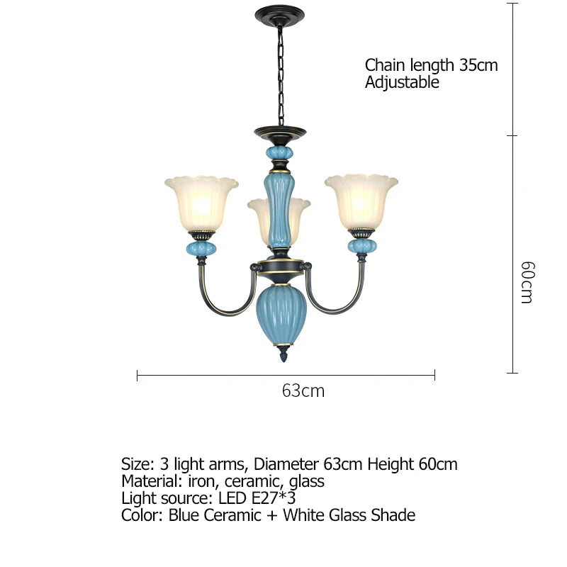 Retro Rustic Ceramic Chandelier Dining Room