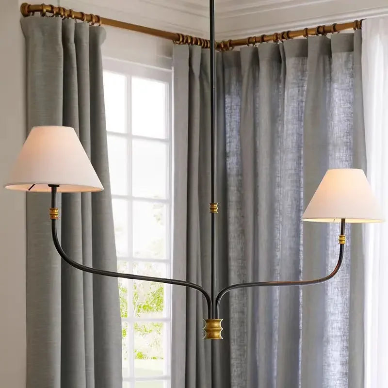 Nordic Iron Pendant Light with Fabric Shades