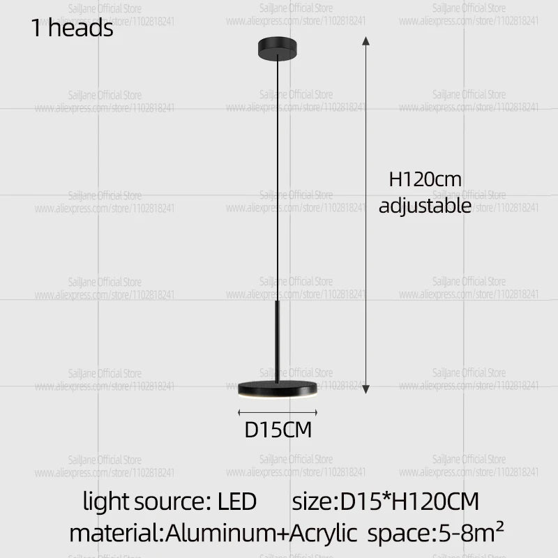 Lámpara colgante de hierro minimalista para comedor