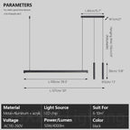 Lámpara colgante lineal minimalista de aluminio negro
