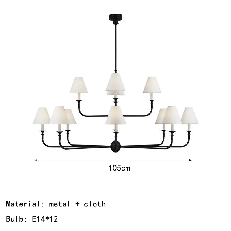 Modern Black Pendant Light Fabric Shade Crystal Accents