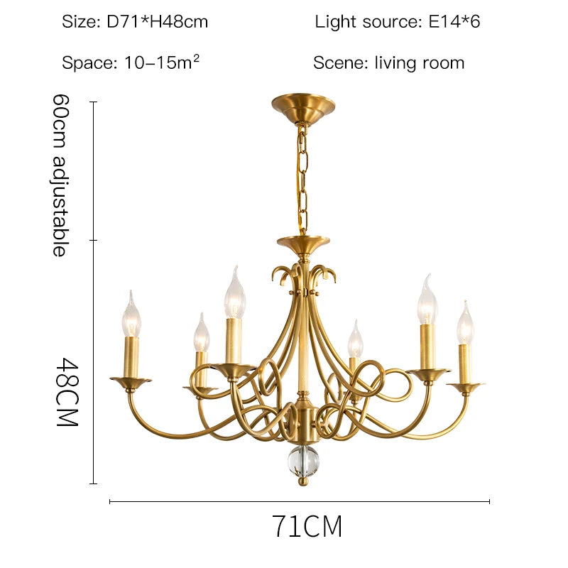 Copper Chandelier Modern Nordic Style Pendant Light