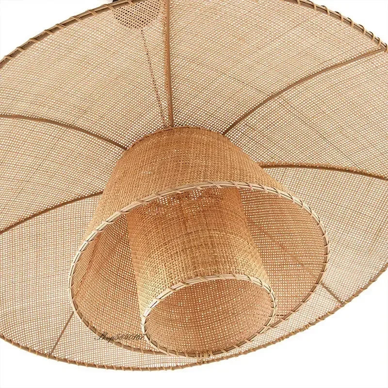 Vintage Rattan Pendant Lamp Handmade Suspension