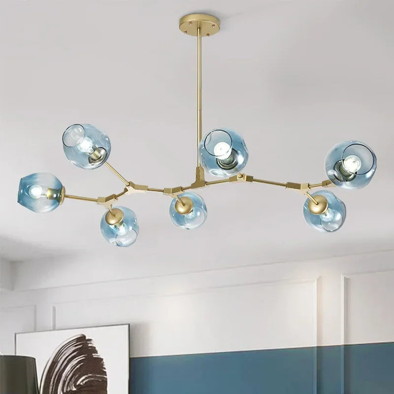 Modern Glass Pendant Light - 6 Bulb Hanging Lamp