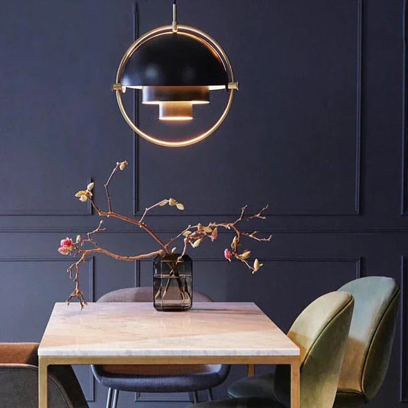 Danish Multi Shade Dome Pendant Light in Brass for Dining Room
