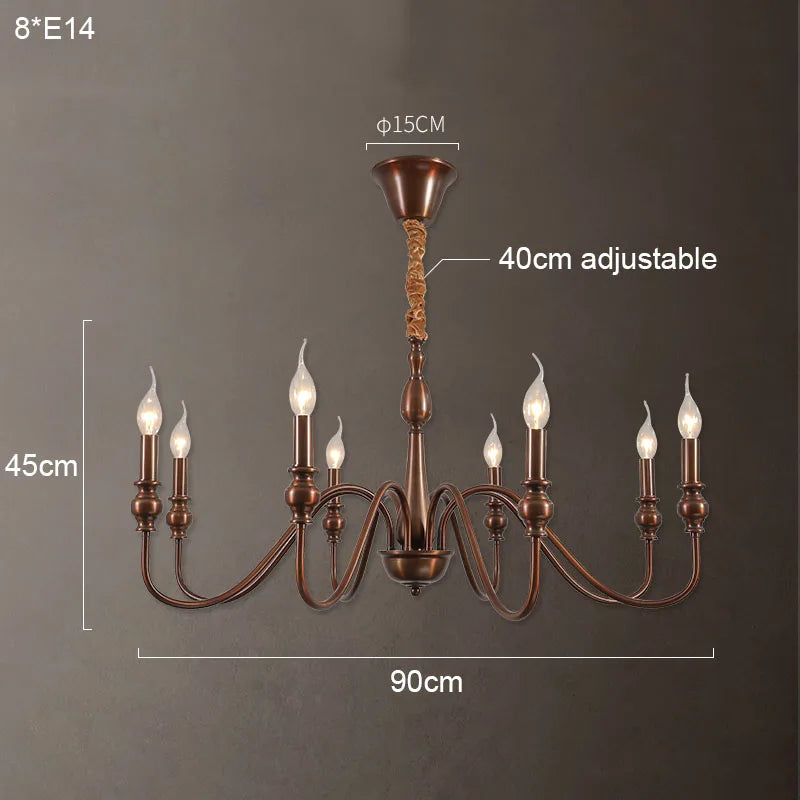 Candelabro de hierro negro con detalles de cristal