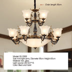 Modern Glass Chandelier with Iron Frame