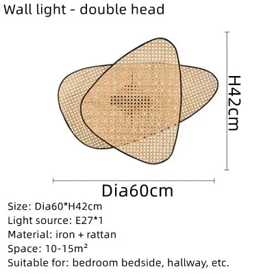 Bohemian Rattan Pendant Light for Living Room
