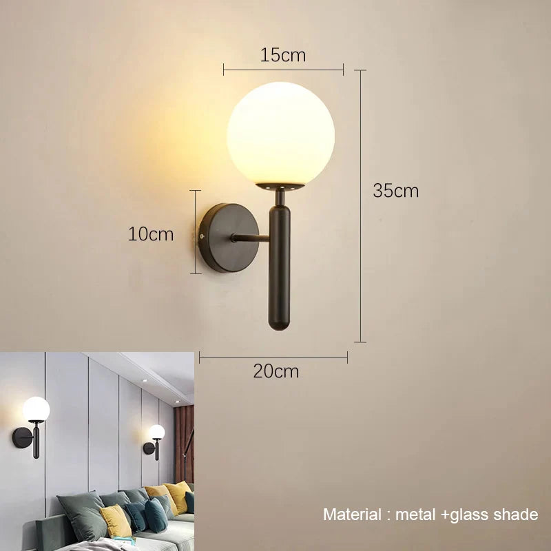Nordic Glass Ball Pendant Light Brass Iron Hanging Lamp