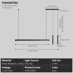 Lámpara colgante lineal minimalista de aluminio negro