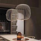 Italian Spokes Wire Cage Pendant Light in Gold for Staircase and Lobby