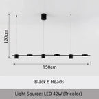Modern Linear Disc Spotlight Chandelier in Black and Gold for Dining Table