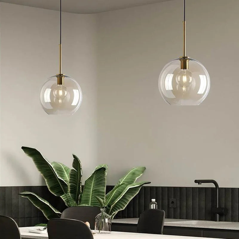 Nordic Glass Pendant Light Cognac for Dining Room