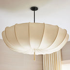 European Cream Fabric Pumpkin Pendant Light for Dining Room and Hotel