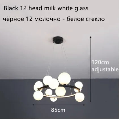 Modern Ring Glass Ball LED Chandelier Iron Frame