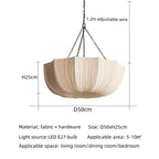 Wabi Sabi Pleated Fabric Lotus Chandelier with Iron Chains for Living Room