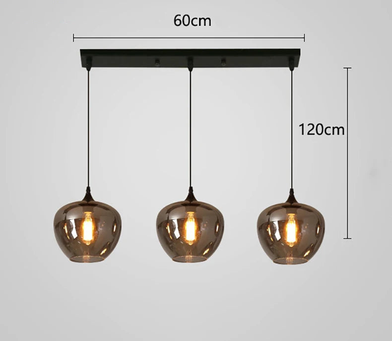 Nordic Smoke Glass Pendant Light for Dining Room