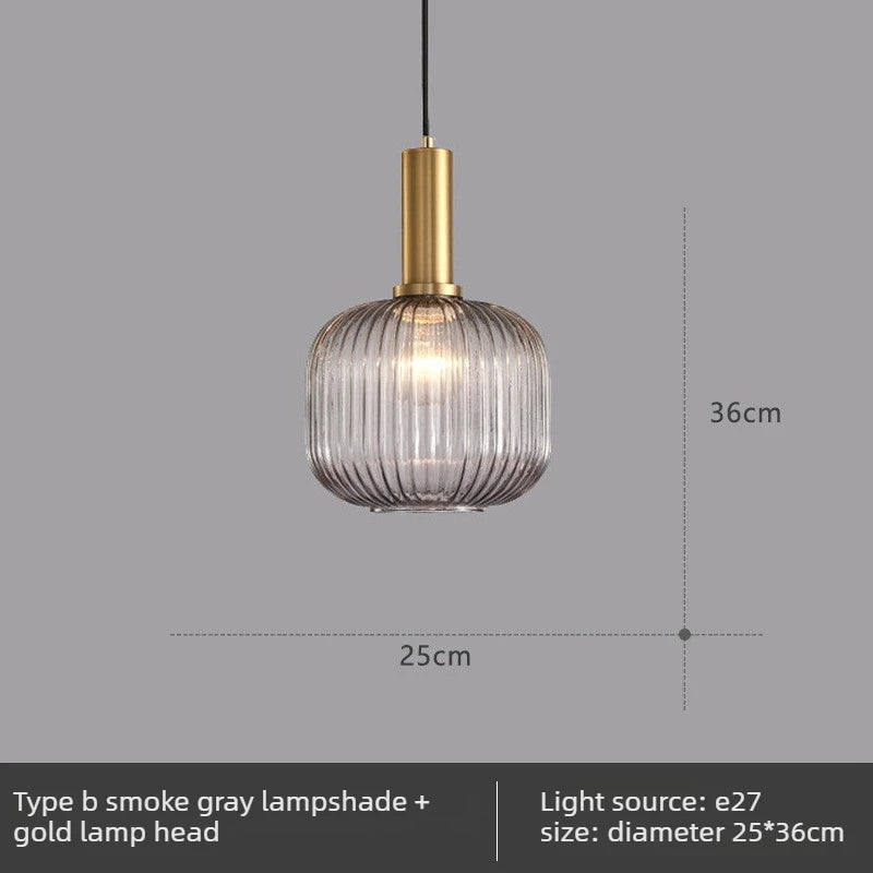 Nordic Glass Pendant Light with Copper Finish