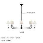 Modern Black Chandelier with Fabric Shades