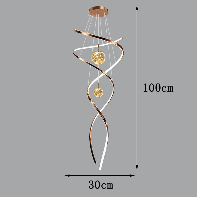 Lámpara colgante LED moderna con brazos de metal retorcidos