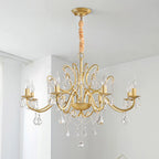 Gold Wrought Iron Crystal Chandelier
